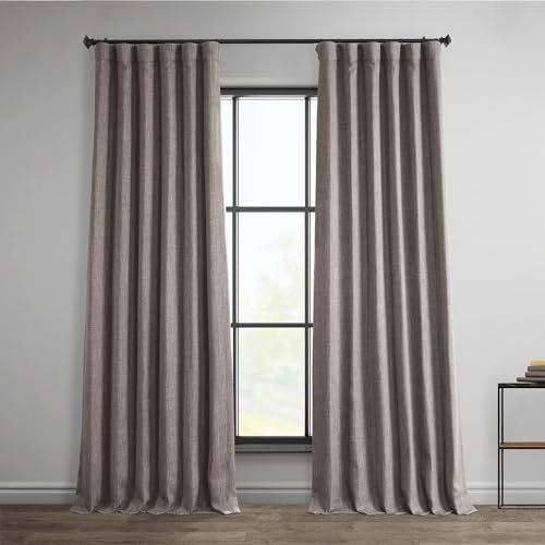 HPD Half Price Drapes Faux Linen Textured Room Darkening Curtains for Bedroom 96 Inches Long (1 Panel), 50W X 96L Curtains for Living Room Home Decor, Mink