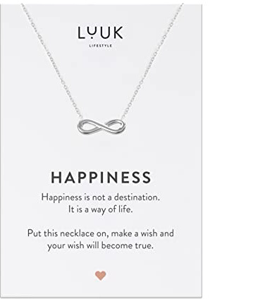 LUUK LIFESTYLE Damen Halskette mit Anhänger, Edelstahl, 50cm verstellbar, wasserfest, Geschenk für Freundin, Mutter, Frau, Schwester, Glücksbringer, Silber|Gold|Roségold