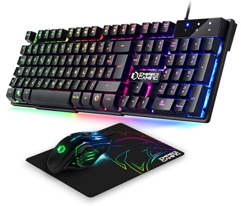 EMPIRE GAMING - Pack MK800 Filaire - Clavier Gaming AZERTY (Layout Français) RGB 105 Touches 19 Touches Anti-Ghosting - Souris Gamer 2400 DPI - Tapis de Souris - PC PS4 PS5 Xbox One/Series Mac
