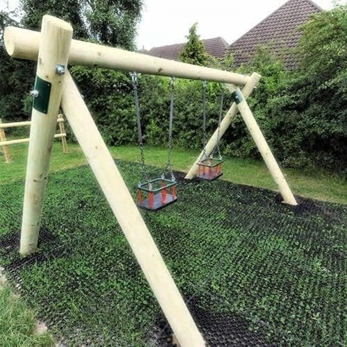 Certified Playground Rubber Safety Grass Mats | Fall Height Tested Shock Absorbing Flooring for Swings, Slides, Trampolines & Play Areas | Non-Slip, Mud Control Mats (150cm x 100cm x 22mm)