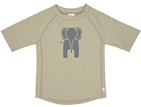 LÄSSIG Camicia da bagno per bambini a maniche corte con protezione dai raggi UV/Rashguard Elephant Olive, 3-6 mesi, taglia: 62/68