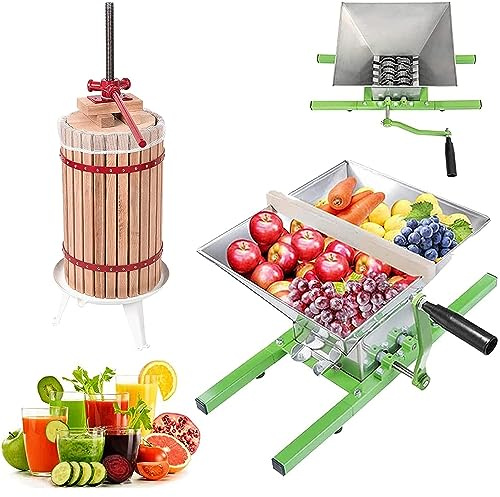 XMTECH 30L Obstpresse Weinpresse Saftpresse Mechanisch mit Pressentuch + 7L Obstmühle Traubenmühle Apfelpresse mit Handkurbel