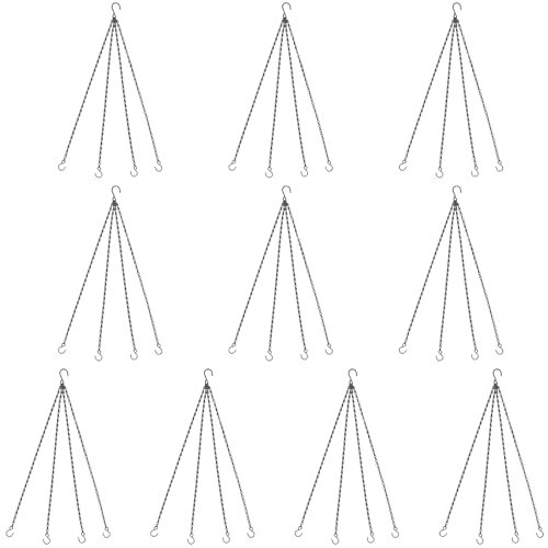 SEHOI 10 PCS 22.8 Inch Hanging Basket Chain, 4 Point Hanging Chain Flower Pot Chain Hanger, Replacement Plant Hangers Long Flower Pot Hangers for Handing Baskets, Lanterns, Decorations, Black