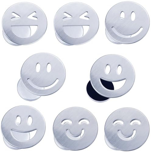 Mbsomnus 8 Stück Tischdeckenbeschwerer für Draußen Extra Schwer Tischdecken Beschwerer Draußen Gewichte Tischtuchbeschwerer Edelstahl Smiley für Gardinen Duschvorhang Whiteboard Kühlschrank