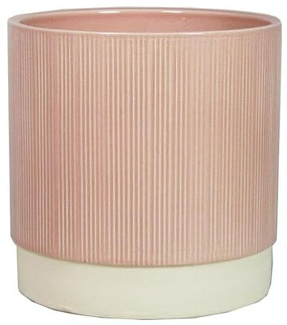 innaGLAS Pot de Fleurs en céramique THELON, Rose Clair-Blanc, 16cm, Ø16cm - Cache-Pot