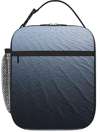 Bolsa de almuerzo aislada con ondas negras profundas para hombres y mujeres, lonchera reutilizable, bolsa de almuerzo portátil, bonita lonchera para trabajo, oficina, viajes, picnic