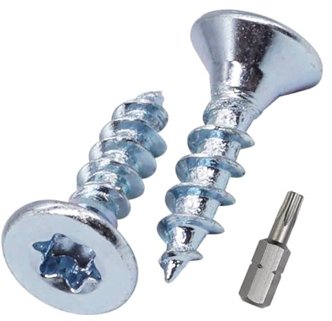 SKIR'CO (100 st) Förzinkat stål träskruvar 4,0 x 16 mm, torxhuvud, försänkt huvud, spånskiveskruvar, helgängade