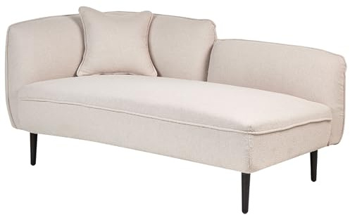 Beliani Chaiselongue Bouclé beige linksseitig mit Kissen Metallgestell modern Chevannes