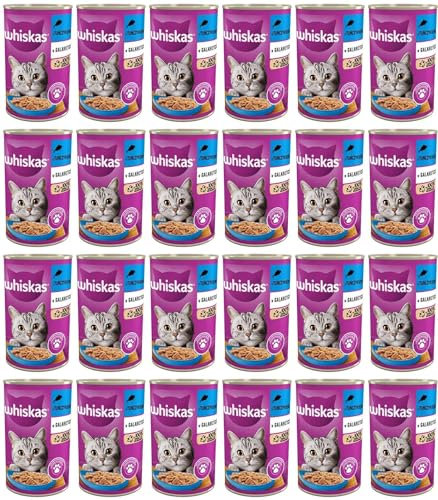 Whiskas Katzenfutter Nassfutter Adult 1+ mit Thunfisch in Gelee, 24 Dosen (24 x 400g)