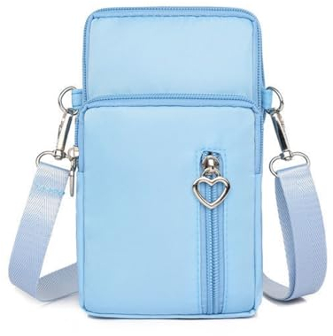 Queerelele Handytasche zum Umhängen Damen Handytasche Umhängen Nylon Kleine Umhängetasche Verstellbar Abnehmbar SchultergurtMultifunktionale Handytasche für Tägliches Leben Reise Kleine Tasche -Blau