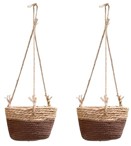 2 Pezzi da Appendere Alla Parete in Rattan Cesto di Fiori Vaso di Fiori in Rattan Cesto Intrecciato Vaso di Fiori Cestini Portaoggetti Intrecciati in Vimini Portafiori per la Decorazione del(#3)