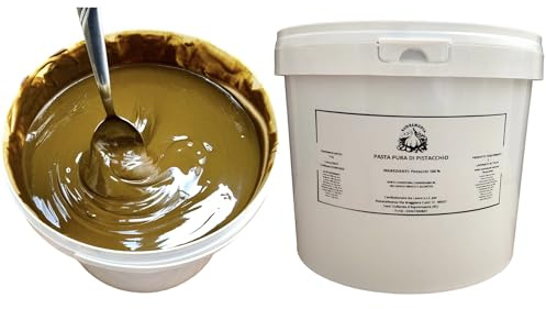 Pasta Pistacchio Pura al 100% Artigianale - PRODOTTA IN ITALIA - Secchiello da 5 Kg - Ottima per Pizzerie, Gelaterie e Ristoranti