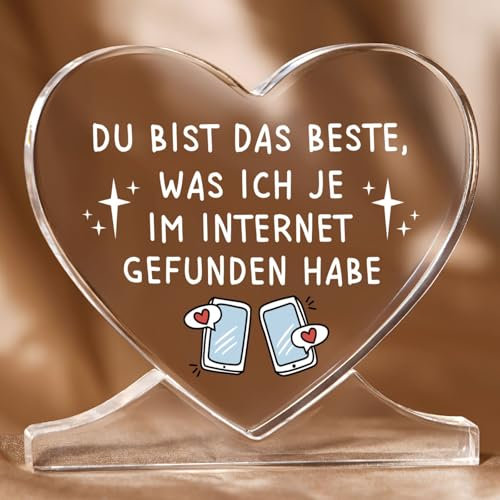 Jahrestag Geschenk für Ihn Sie, Herzförmiges Acryl-Plakette - Hochzeitstag Geschenk, Valentinstag Geschenke für Männer Frauen Paare Mann Frau