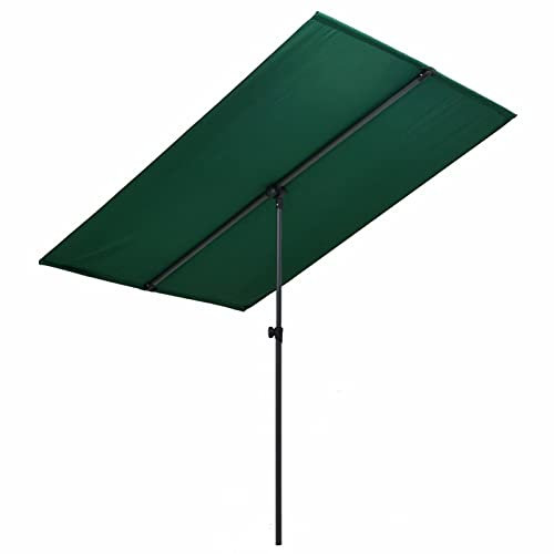 Homgoday Ombrellone da giardino con palo in alluminio, 180 x 110 cm, verde, ombrellone da esterno per giardino, terrazza, balcone, spiaggia, piscina