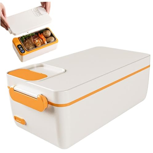 Self Heating Electric Lunch Box - 1L Stainless Steel Container with 3200mAh Rechargeable Battery for Students and Travel