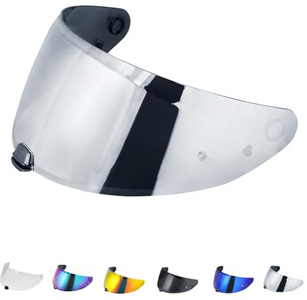 Visiere Casque Moto pour i70 i10 HJ-31,Visière de Casque de Protection Contre Le Vent Moto,Remplacement de Lentille de Casque de Visière de Casque de Moto(Argent chromé)