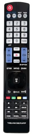 Télécommande universelle de rechange pour lecteur DVD LG TV Blu-ray, compatible avec presque tous les téléviseurs LG Plasma LCD LED 3D Smart TV et lecteur DVD Blu-ray AKB73615379