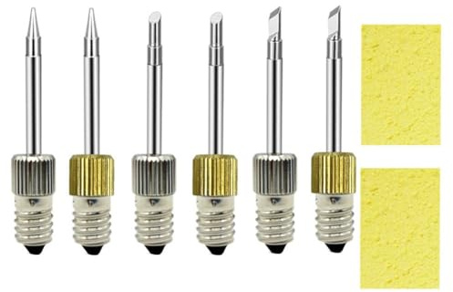Qusedwey 6Pcs Messing-Lötspitzen USB-Lötspitzen Löten Schweißen Tipps für Lötstationen mit E10-Schnittstelle