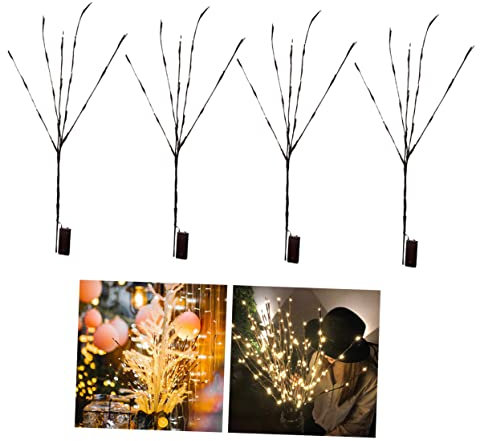 Gatuida 4stücke Teilige Zweiglichter Leds Batteriebetrieben Dekorative Warmweiß Baumlichter Weidenzweige Für Innen Und Außenbereich Überdacht Für Weihnachtsdekoration Und
