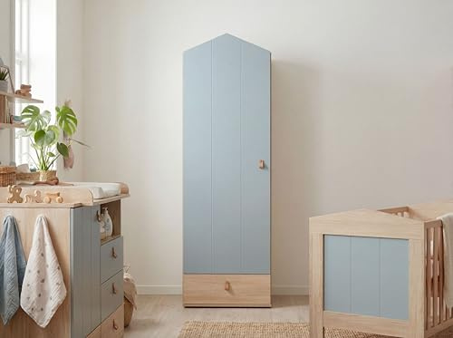 Arthur Berndt Kinderkleiderschrank mit Soft-Close Türdämpfung – Geräumiger Babyzimmer Schrank mit Kleiderstange & Einlegeböden – Sicherer Schrank für das Kinderzimmer Roofy