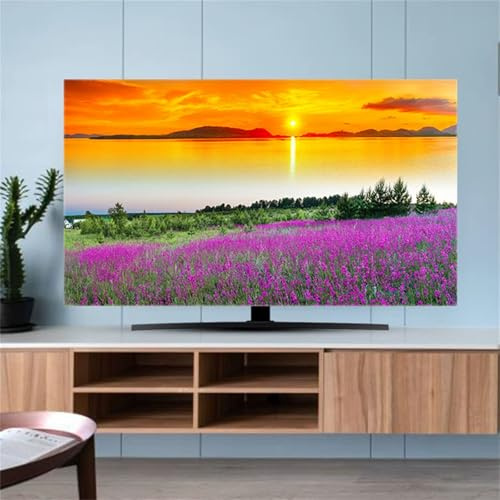 Hixingo TV Abdeckung Staubschutzhülle, 3D Landschaft Muster Schutzhülle Fernseher 32-80 Zoll TV Schutzhülle Fernsehabdeckung Fernseh Abdeckung Abdeckhaube für Fernseher (Sonnenuntergang,40-43inch)