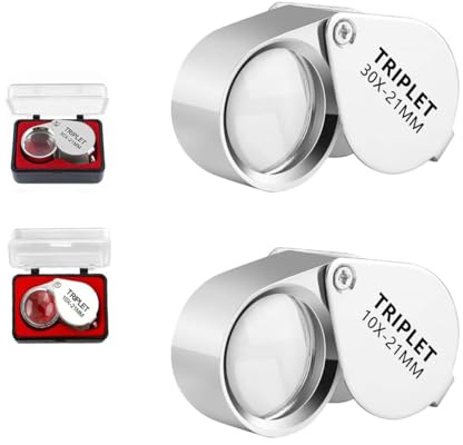 Juwelier Lupe 10X und 30X, Taschenlupe, Zusammenklappbare Handlupe für Juweliere zur Schmuckidentifizierung für Edelsteine, Schmuck, Rocks, Antiquitäten und von Zeitungsbüchern