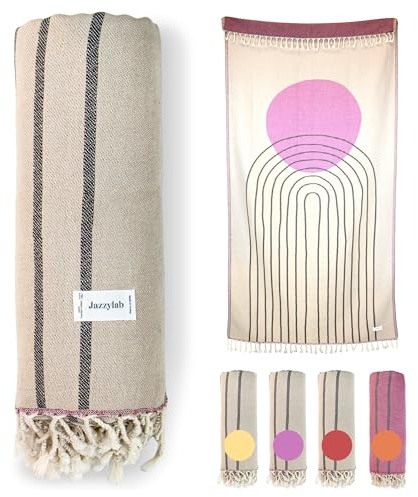 AREN-Aurora Toalla Hammam | Pestemal Turco 100% algodón | Jacquard Artesanal | Ligera, versátil y de Secado rápido | Diseño Oriental con Flecos anudados | AREN-Morado, 100x200 cm