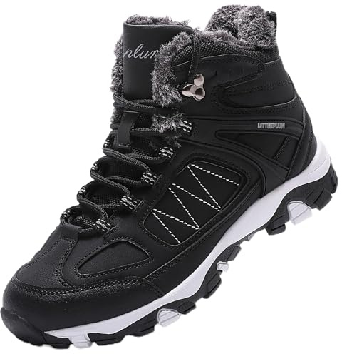 ASHION Damen Winterstiefel Winterschuhe Stiefel Stiefeletten Gefütterte Schneestiefel Wandern Boots Draussen 36-42,Schwarz Weiß 39 EU