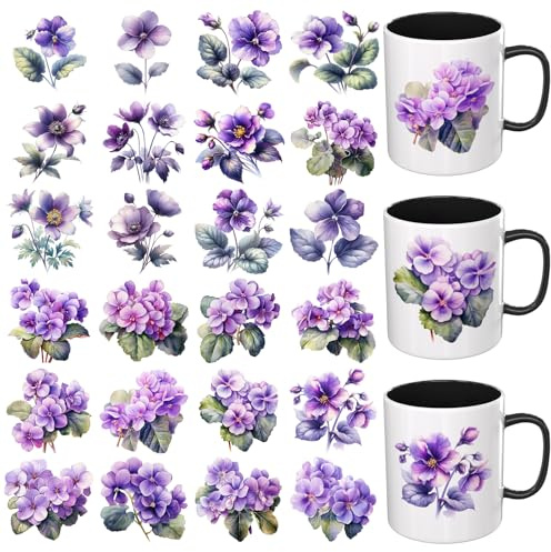 Dorsbaby 24PCS Violet UV DTF Cup Wrap UV DTF Transfer Paper Suitable for Mugs, Glasses, Notebooks, Computers, Tables and Chairs, etc. for DIY Creativity, High Viscosity UV DTF Cup Wrap