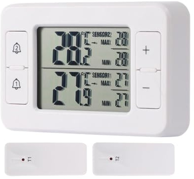 Trådlös kylskåpstemperaturmonitor, dubbelsensor, temperaturmätning | Mättillbehör för temperaturövervakning inomhus, lägenheter, studentbostäder