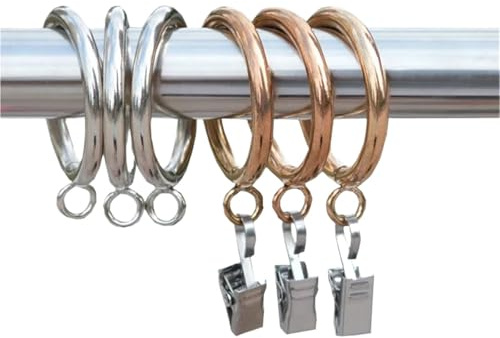 30PCS Stainless Steel Curtain Accessories Tracks Window Shower Curtain Rings Hanging Clamp Ring 25mm 28mm 38mm 45mm 55mm(Black 45mm)