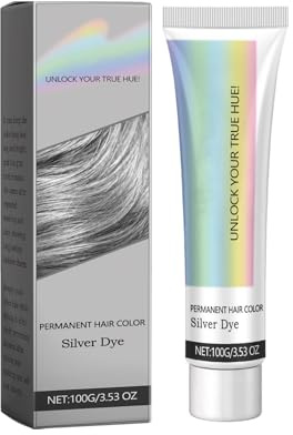 Silver Gray Hair Dye Cream,Nouvelle Crème De Teinture De Cheveux Naturelle Gris Argenté,Coloration Cheveux Gris,Our Homme Et Femme Coiffure Mate Naturelle Pour Fête Cosplay
