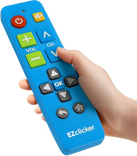 EZclicker Télécommande TV Samsung | Télécommande Universelle à Gros Boutons pour Tous Les Samsung Uniquement (Bleu) Simplifiée et Facile à Utiliser (2 Piles AAA Non incluses)