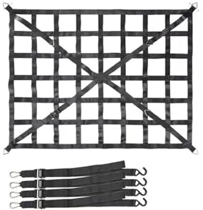 ZCera Barre Portatutto Rete per Bagagliaio Auto, Rete per Carico, Rete per Camion, Rimorchio, Rete Estensibile, Reti per Bagagli con 4 Cinture Fisse Portapacchi(MX)