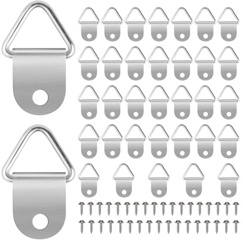35 Pezzi Ganci per Quadri per Parete Rigida Kit per Appendere Quadri, Gancio per Parete Rigida Triangolo, Gancio Quadro Appendi Quadro per Cornici per Foto Immagini Appese (Argento)