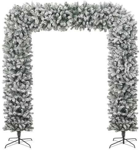 Gecheer Albero di Natale ad Arco Innevato, 240 cm, PVC e acciaio, Supporto stabile, per matrimoni e feste