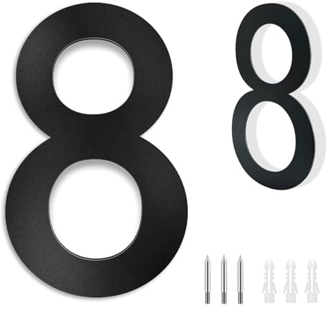 ZCLIKEU Hausnummer Anthrazit Edelstahl Hausnummer RAL 7016 Korrosionsbeständig Hausnummernschild Höhe 20 cm Für Haus Wohnung Bürotüre Garage（Ziffer 8）