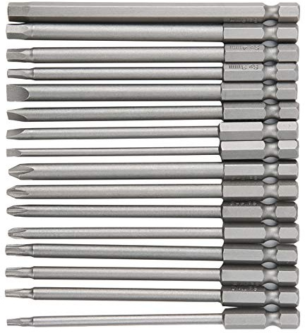 Bamjour Kopf-Bohrer, 16-teilig, 100 Mm, Elektro-Schraubendreher-Set, Bohrer-Verlängerung, Sechskant-Schlitz, Hohler Pentalobe-Bit, Schraubendreher-Schrauben-Bits für Elektro-Schraubendreher