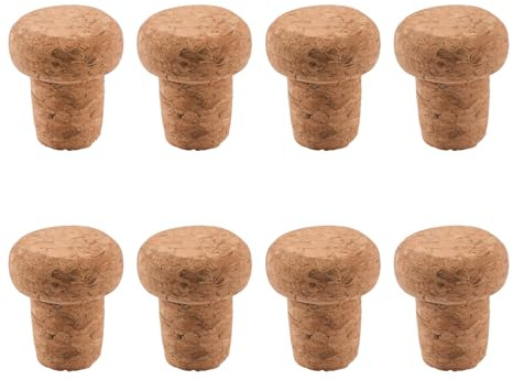INCREWAY 8Pcs T-Shape Natural Cork Stoppers, Tapered Corks, Reusable Seal Preservation Plugs, Dia 18mm Bottle Stoppers for Wine Beer Olive Oil Bottles DIY Craft (18mm)