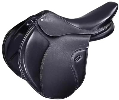 EQUIGEAR Leistungsstarker und komfortabler Leder-Springsattel für Pferde – Allzweck-Reitsattel für kontrolliertes Reiten bei Training und Outdoor-Einsatz (15 inches)