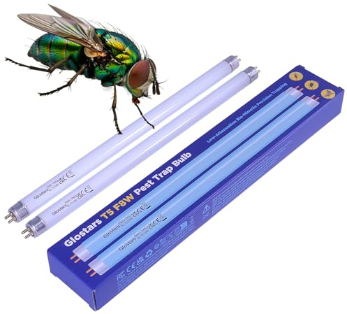 Glostars T5 F8W BL Tubos de Repuesto UV para Insecticida Eléctrico, Tubo Fluorescente 30cm Blacklight para Matamoscas/Trampa para Mosquitos 8/16W – Pack de 2