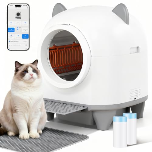 JUMMICO Lettiera Autopulente Per Gatti XXL 90L, Controllo intelligente App, Sistema anti-pizzicamento sicurezza, Monitoraggio salute felina, eliminazione odori, Ideale per più gatti domestici