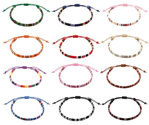 Molythrix Lot de 12 bracelets d’amitié tressés, cordons réglables bohème, bracelets brésiliens multicolores pour fille, ado, femme et homme, accessoire tendance pour quotidien et cadeau