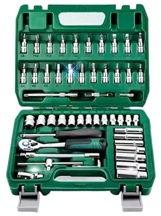 MPAIKJUB Home Repair Toolkit Car Repair Tool Kit 46/53 Piece/Set Socket Set Ratchet Torque Wrench Combo Auto Repairing