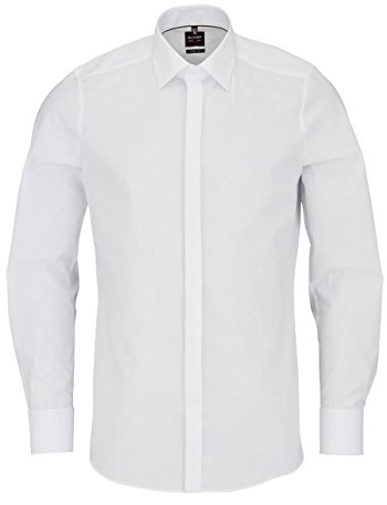 OLYMP Level Five body fit Galahemd Langarm Popeline- Weiß, Gr. 42