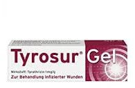 Wundheilgel Tyrosur zur Anwendung auf der Haut bei infizierten Wunden, basierend atmungsaktivem Hydro-Gel, auch zur Nachbehandlung von Tattoos, Spar-Set 3x5g