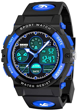 Sport Watch Toys for 3-12 Year Boys, Waterproof LED Wrist Watches With Alarm for Kids Easter Birthday Presents, Stocking Fillers Gifts for 6-15 Year Boys