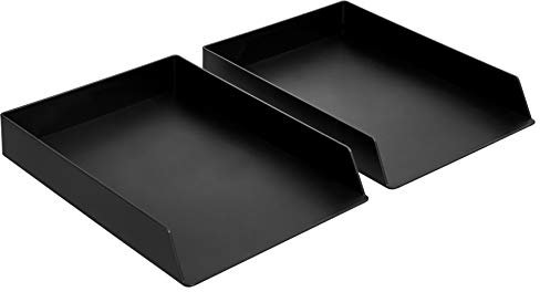 Amazon Basics Kunststoff-Organizer, Briefablage, Rechteckig, 2 Stück, 24.6 x 5.6 x 33 cm, Schwarz