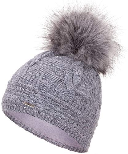 Faera Wintermütze Mütze Damen Pailletten warm gefüttert Bommelmütze Fleecefutter Winter Mädchen Weihnachten Strickmütze Beanie