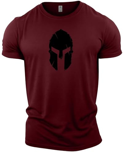 Gymtier T-shirt de bodybuilding pour homme Motif casque de spartiate - Rouge - Large